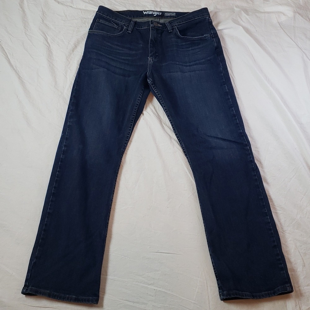 Wrangler Advanced Comfort Mens Dark Wash Straight Leg Jeans 32x30